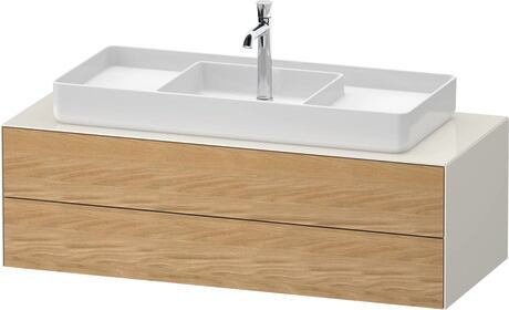 Console vanity unit wall-mounted, WT4987MH5H40000 Front: Natural oak Matt, Solid wood, Corpus: Nordic white High Gloss, Lacquer, Console: Nordic white High Gloss, Lacquer