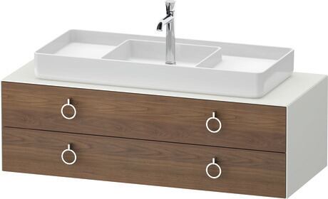 Console vanity unit wall-mounted, WT4992M77367010 Front: American walnut Matt, Solid wood, Corpus: White Satin Matt, Lacquer, Console: White Satin Matt, Lacquer, Interior lighting: Integrated