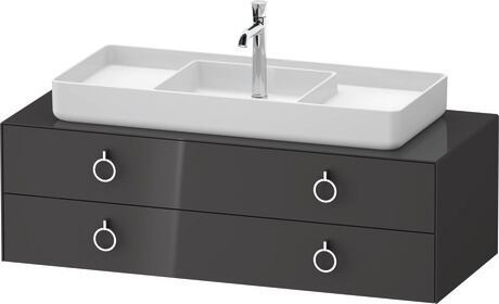 Console vanity unit wall-mounted, WT4992MH1H17010 Graphite High Gloss, Lacquer, Interior lighting: Integrated