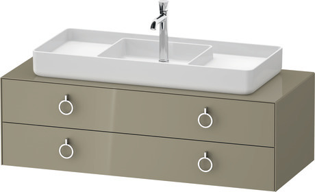 Console vanity unit wall-mounted, WT4992MH2H27010 Stone grey High Gloss, Lacquer, Interior lighting: Integrated