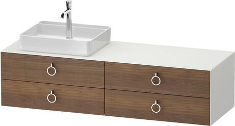 Console vanity unit wall-mounted, WT4995L77367010 Front: American walnut Matt, Solid wood, Corpus: White Satin Matt, Lacquer, Console: White Satin Matt, Lacquer, Interior lighting: Integrated