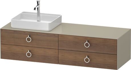 Console vanity unit wall-mounted, WT4995L77H37010 Front: American walnut Matt, Solid wood, Corpus: taupe High Gloss, Lacquer, Console: taupe High Gloss, Lacquer, Interior lighting: Integrated