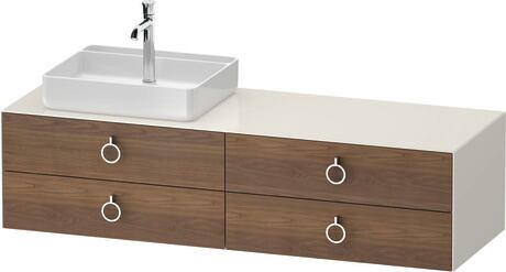 Console vanity unit wall-mounted, WT4995L77H47010 Front: American walnut Matt, Solid wood, Corpus: Nordic white High Gloss, Lacquer, Console: Nordic white High Gloss, Lacquer, Interior lighting: Integrated