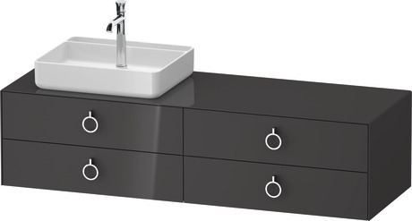 Console vanity unit wall-mounted, WT4995LH1H17010 Graphite High Gloss, Lacquer, Interior lighting: Integrated