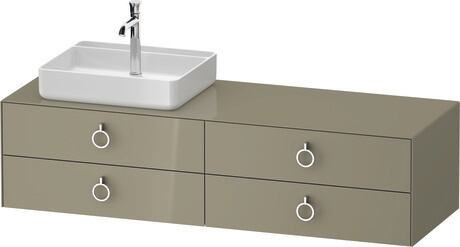 Console vanity unit wall-mounted, WT4995LH2H27010 Stone grey High Gloss, Lacquer, Interior lighting: Integrated