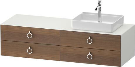 Console vanity unit wall-mounted, WT4995R77367010 Front: American walnut Matt, Solid wood, Corpus: White Satin Matt, Lacquer, Console: White Satin Matt, Lacquer, Interior lighting: Integrated