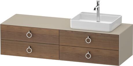 Console vanity unit wall-mounted, WT4995R77607010 Front: American walnut Matt, Solid wood, Corpus: taupe Satin Matt, Lacquer, Console: taupe Satin Matt, Lacquer, Interior lighting: Integrated