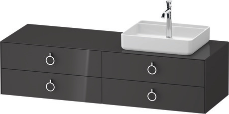 Console vanity unit wall-mounted, WT4995RH1H17010 Graphite High Gloss, Lacquer, Interior lighting: Integrated