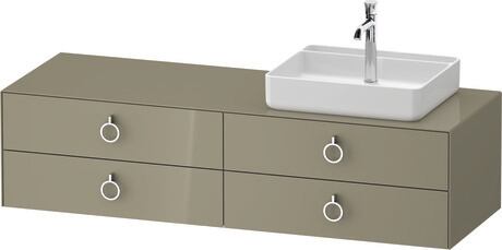 Console vanity unit wall-mounted, WT4995RH2H27010 Stone grey High Gloss, Lacquer, Interior lighting: Integrated