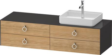 Console vanity unit wall-mounted, WT4995RH5H17010 Front: Natural oak Matt, Solid wood, Corpus: Graphite High Gloss, Lacquer, Console: Graphite High Gloss, Lacquer, Interior lighting: Integrated