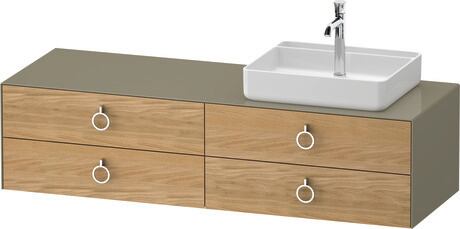 Console vanity unit wall-mounted, WT4995RH5H27010 Front: Natural oak Matt, Solid wood, Corpus: Stone grey High Gloss, Lacquer, Console: Stone grey High Gloss, Lacquer, Interior lighting: Integrated