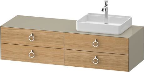 Console vanity unit wall-mounted, WT4995RH5H37010 Front: Natural oak Matt, Solid wood, Corpus: taupe High Gloss, Lacquer, Console: taupe High Gloss, Lacquer, Interior lighting: Integrated