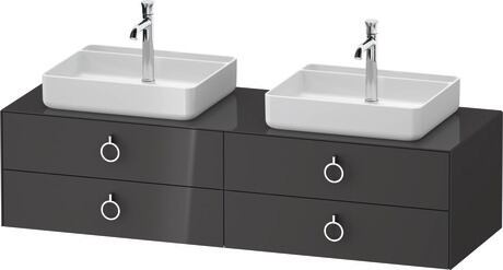 Console vanity unit wall-mounted, WT4996BH1H17010 Graphite High Gloss, Lacquer, Interior lighting: Integrated