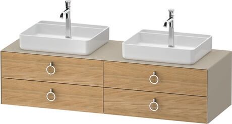 Console vanity unit wall-mounted, WT4996BH5607010 Front: Natural oak Matt, Solid wood, Corpus: taupe Satin Matt, Lacquer, Console: taupe Satin Matt, Lacquer, Interior lighting: Integrated