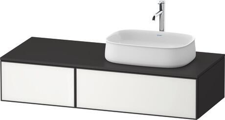 Console vanity unit wall-mounted, ZE4817064800000 Front: White, Glass, Corpus: Graphite Super Matt, Decor, Console: Graphite Super Matt, Decor