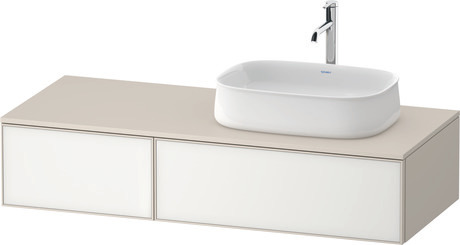 Console vanity unit wall-mounted, ZE4817064830000 Front: White, Glass, Corpus: taupe Super Matt, Decor, Console: taupe Super Matt, Decor