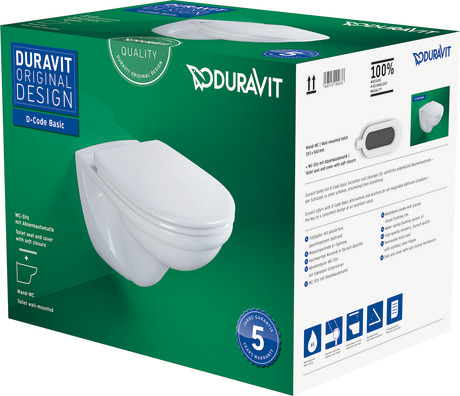 WC set závěsný, 51840900A1 Prvky v setu: Závěsný klozet, Sedátko pro WC, Objednací č.: 0184090000, 0066390000, Bílá Vysoký lesk, Hluboké splachování, Splachovací kruh: uzavřený, Odpad vodorovný, Typ splachování: Hluboké splachování, Splachovací kruh: uzavřený, Odpad vodorovný, Množství vody na splachování: 6 l, Včetně upevnění: Ne, Rozměry krabice: 400x460x595 mm, Sjednocený vodní štítek (UWL) třída: 2