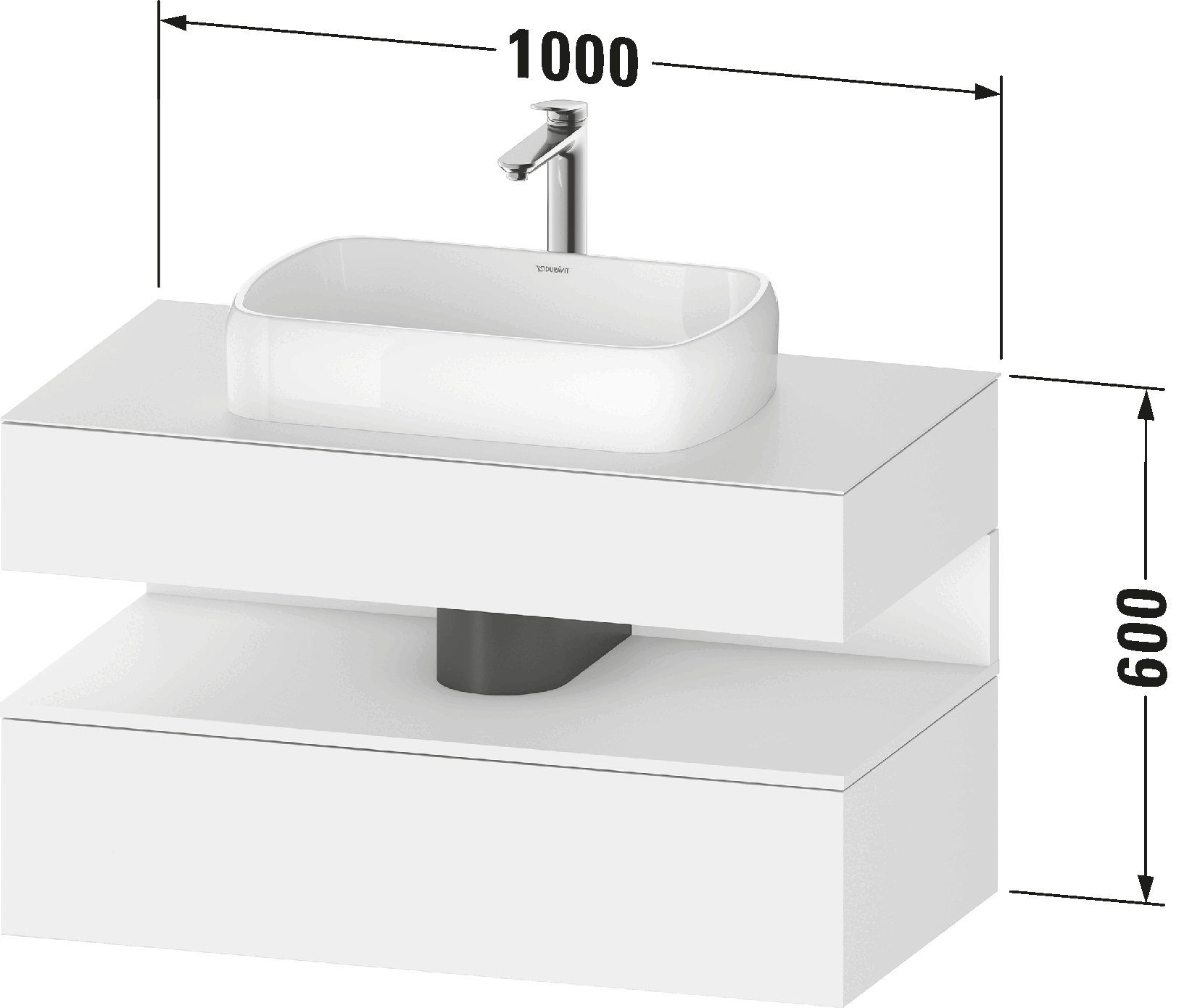 Console vanity unit wall-mounted, QA4731