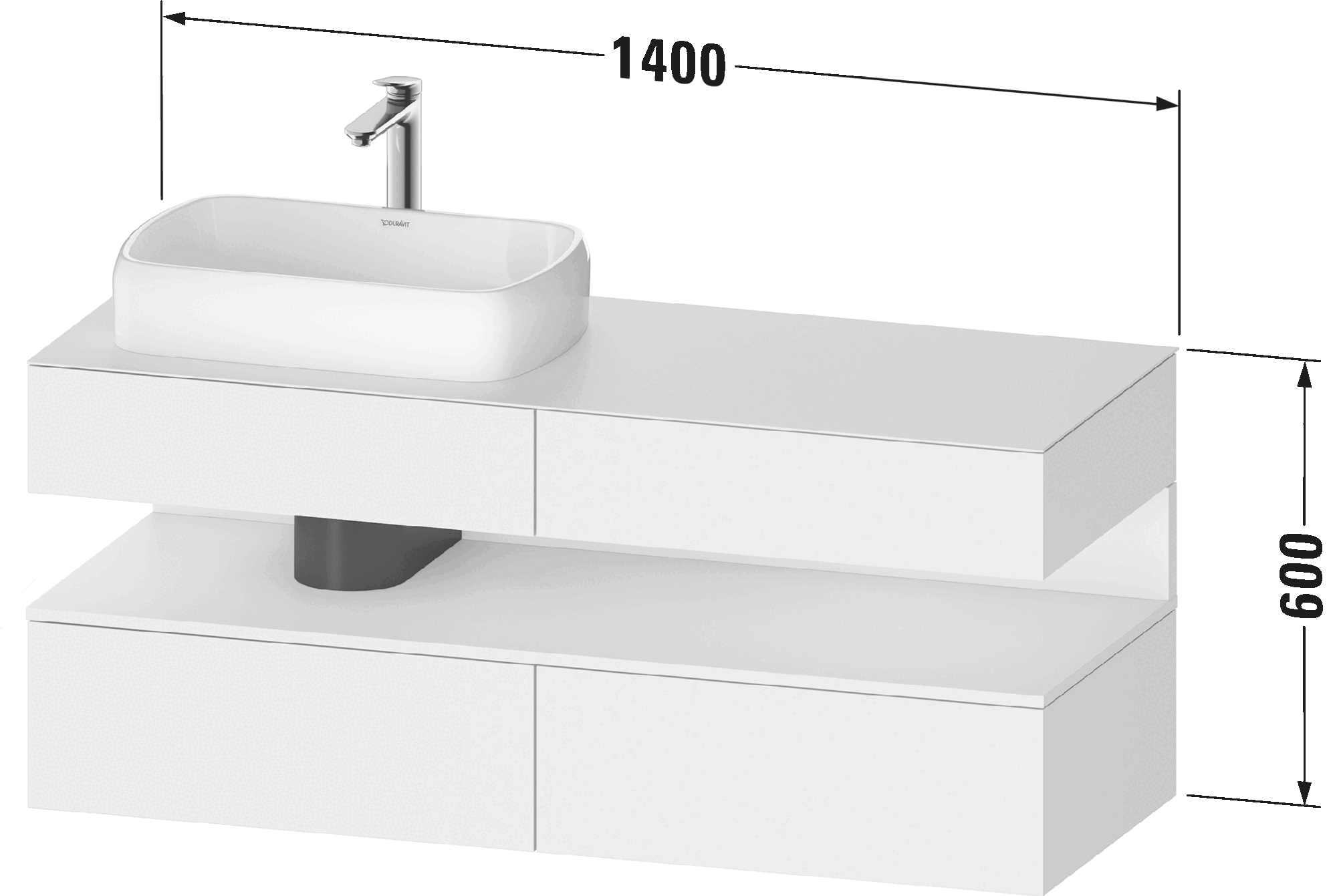 Console vanity unit wall-mounted, QA4765