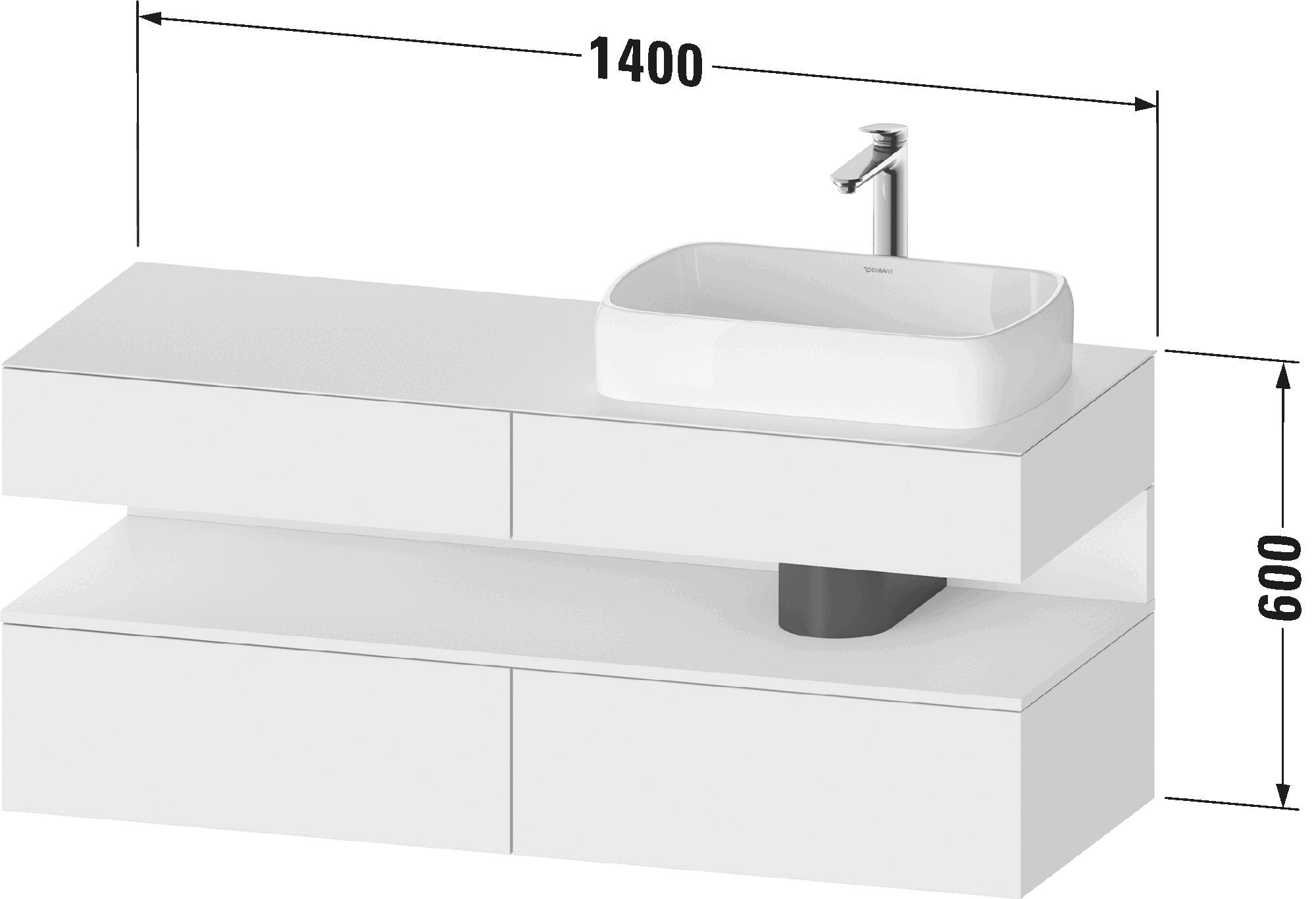 Console vanity unit wall-mounted, QA4766