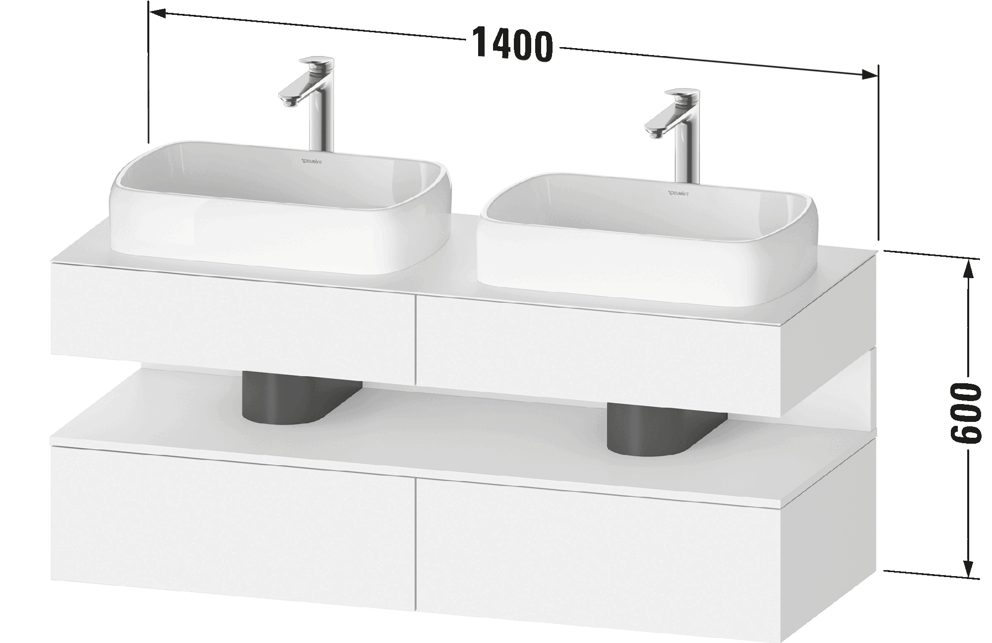 Console vanity unit wall-mounted, QA4767