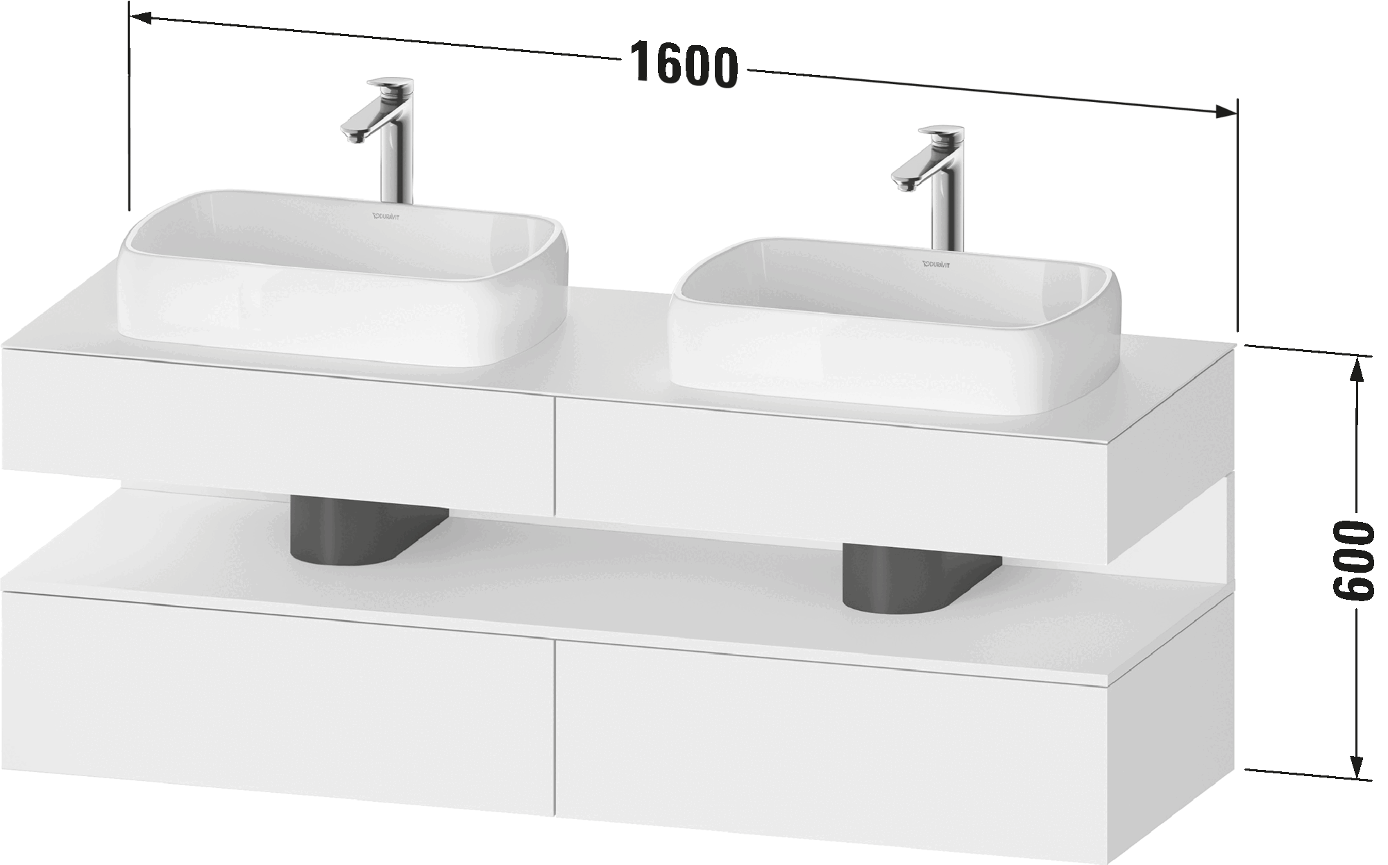 Console vanity unit wall-mounted, QA4779