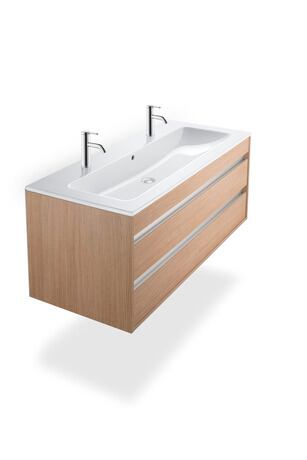 Washbasin, 2361120024 White High Gloss, Number of washing areas: 2 Middle, Number of faucet holes per wash area: 1 Left, Right