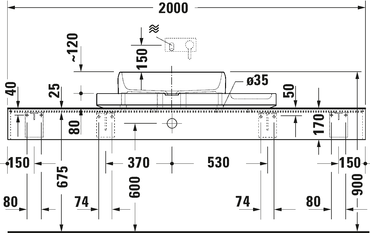 Washbasin with console, D48002