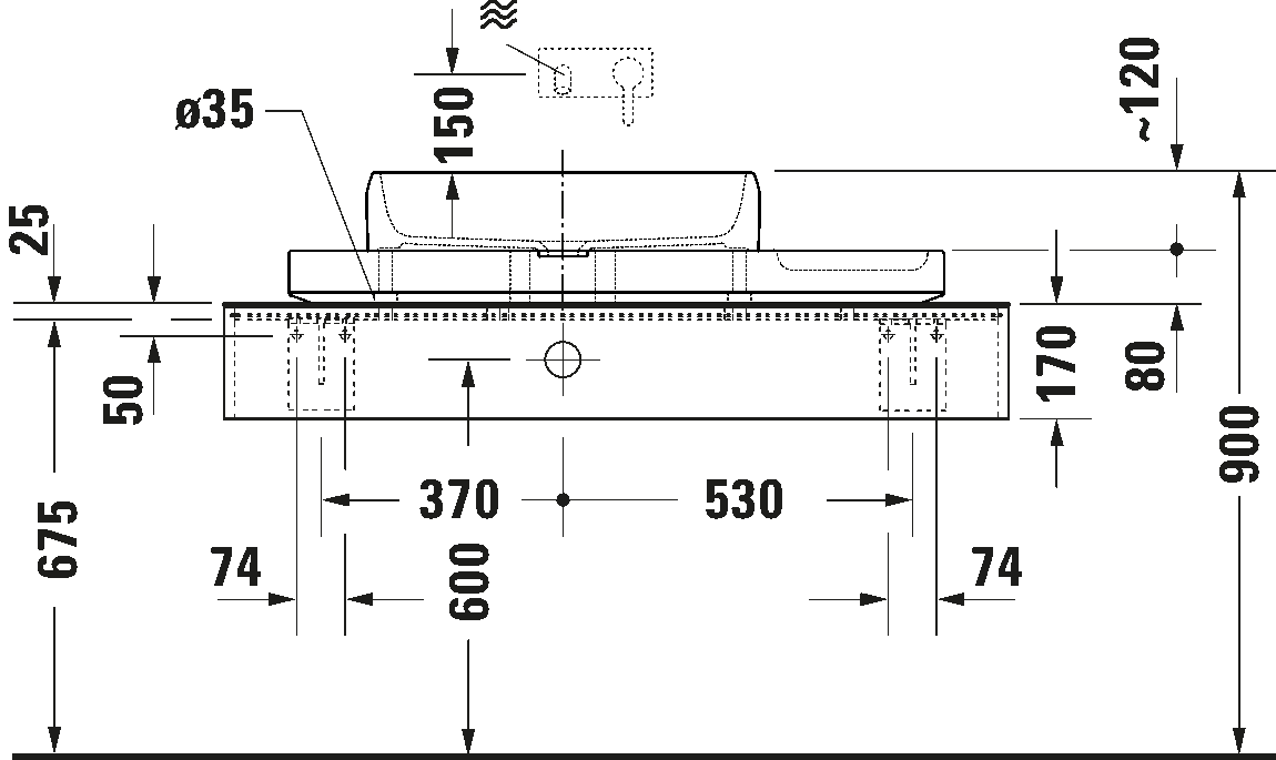 Washbasin with console, D48002