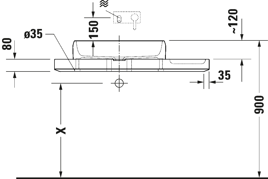 Washbasin with console, D48002