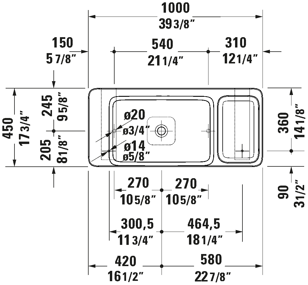 Washbasin with console and console support, D48005