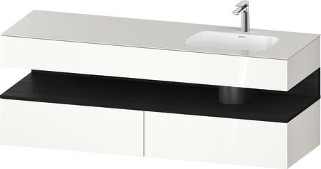 Built-in basin with console vanity unit, QA4796016220000 Front: Black oak Matt, Decor, Corpus: White High Gloss, Decor, Console: White High Gloss, Lacquer