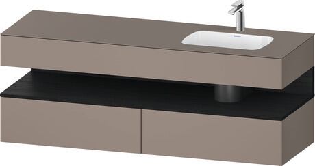 Built-in basin with console vanity unit, QA4796016430000 Front: Black oak Matt, Decor, Corpus: Basalte Matt, Decor, Console: Basalte Matt, Lacquer