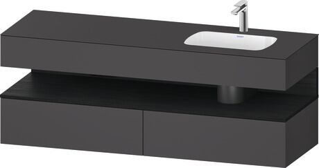 Built-in basin with console vanity unit, QA4796016490000 Front: Black oak Matt, Decor, Corpus: Graphite Matt, Decor, Console: Graphite Matt, Lacquer