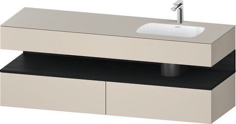 Built-in basin with console vanity unit, QA4796016830000 Front: Black oak Matt, Decor, Corpus: taupe Super Matt, Decor, Console: taupe Super Matt, Lacquer