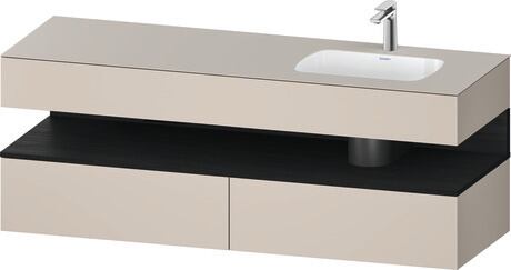 Built-in basin with console vanity unit, QA4796016910000 Front: Black oak Matt, Decor, Corpus: taupe Matt, Decor, Console: taupe Matt, Lacquer