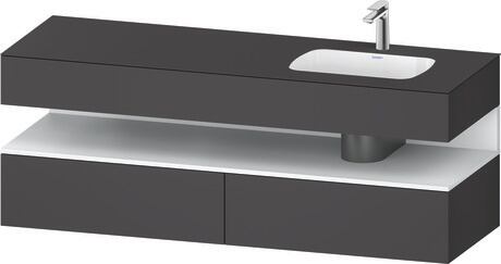 Built-in basin with console vanity unit, QA4796018490000 Front: White Matt, Decor, Corpus: Graphite Matt, Decor, Console: Graphite Matt, Lacquer