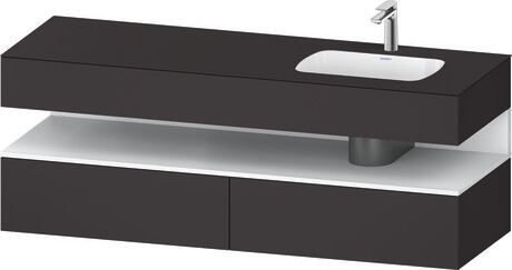 Built-in basin with console vanity unit, QA4796018800000 Front: White Matt, Decor, Corpus: Graphite Super Matt, Decor, Console: Graphite Super Matt, Lacquer