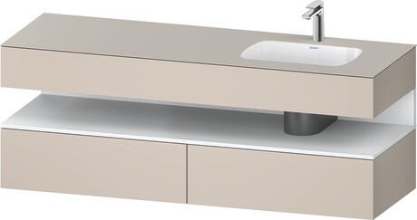 Built-in basin with console vanity unit, QA4796018910000 Front: White Matt, Decor, Corpus: taupe Matt, Decor, Console: taupe Matt, Lacquer