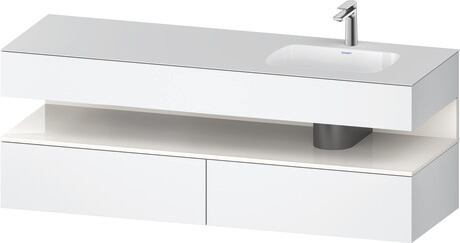 Built-in basin with console vanity unit, QA4796022180000 Front: White High Gloss, Decor, Corpus: White Matt, Decor, Console: White Matt, Lacquer