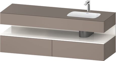 Built-in basin with console vanity unit, QA4796022430000 Front: White High Gloss, Decor, Corpus: Basalte Matt, Decor, Console: Basalte Matt, Lacquer