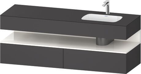 Built-in basin with console vanity unit, QA4796022490000 Front: White High Gloss, Decor, Corpus: Graphite Matt, Decor, Console: Graphite Matt, Lacquer