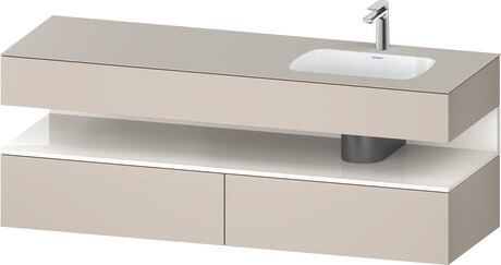 Built-in basin with console vanity unit, QA4796022910000 Front: White High Gloss, Decor, Corpus: taupe Matt, Decor, Console: taupe Matt, Lacquer