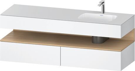 Built-in basin with console vanity unit, QA4796030180000 Front: Natural oak Matt, Decor, Corpus: White Matt, Decor, Console: White Matt, Lacquer