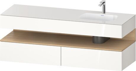 Built-in basin with console vanity unit, QA4796030220000 Front: Natural oak Matt, Decor, Corpus: White High Gloss, Decor, Console: White High Gloss, Lacquer