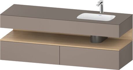 Built-in basin with console vanity unit, QA4796030430000 Front: Natural oak Matt, Decor, Corpus: Basalte Matt, Decor, Console: Basalte Matt, Lacquer