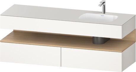 Built-in basin with console vanity unit, QA4796030840000 Front: Natural oak Matt, Decor, Corpus: White Super Matt, Decor, Console: White Super Matt, Lacquer