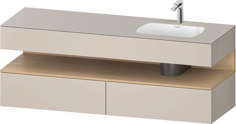 Built-in basin with console vanity unit, QA4796030910000 Front: Natural oak Matt, Decor, Corpus: taupe Matt, Decor, Console: taupe Matt, Lacquer