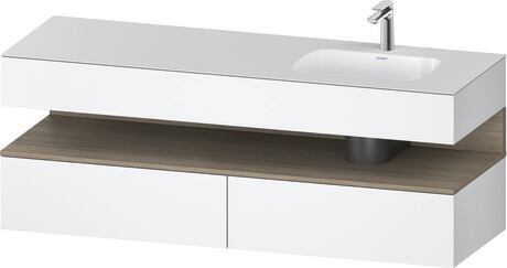 Built-in basin with console vanity unit, QA4796035180000 Front: Oak terra Matt, Decor, Corpus: White Matt, Decor, Console: White Matt, Lacquer