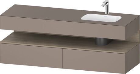 Built-in basin with console vanity unit, QA4796035430000 Front: Oak terra Matt, Decor, Corpus: Basalte Matt, Decor, Console: Basalte Matt, Lacquer